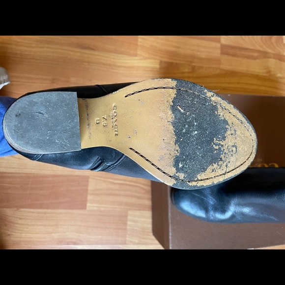 Coach Hewes Safari Leather Block Heel Boots - Picture 5 of 6